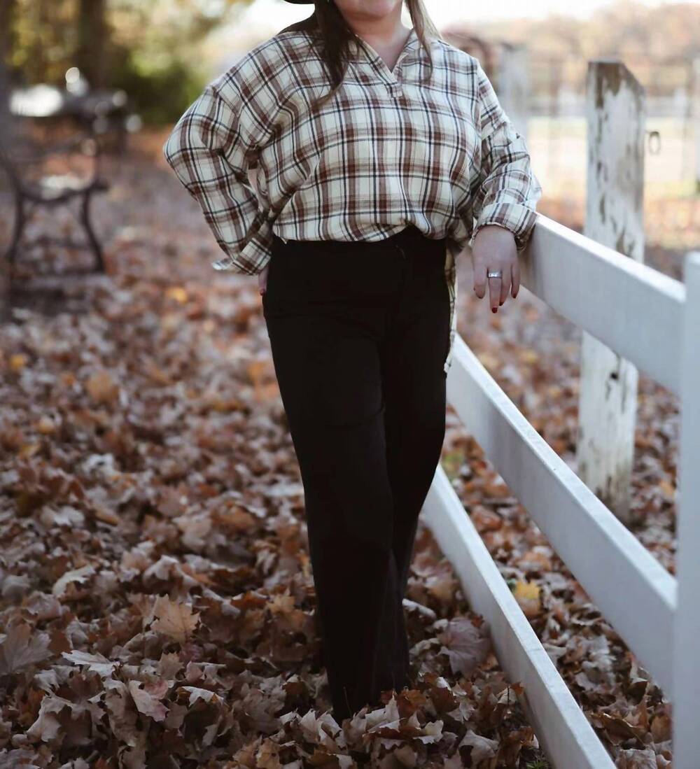 NEW AEMI + CO presley plaid shirt in brown